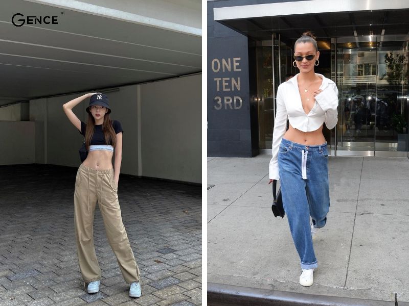 Phối đồ Y2K cá tính với áo croptop và quần cạp trễ