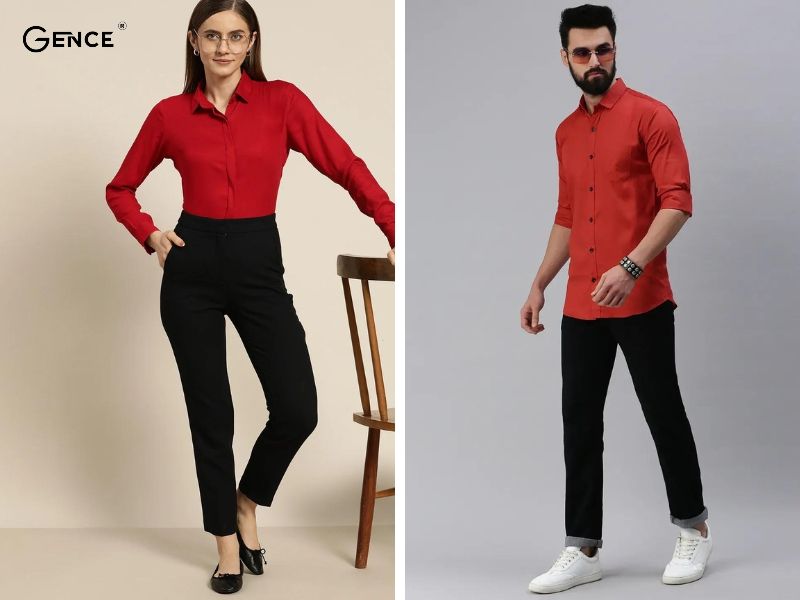 Tự tin và sáng tạo khi match áo đỏ và quần đen