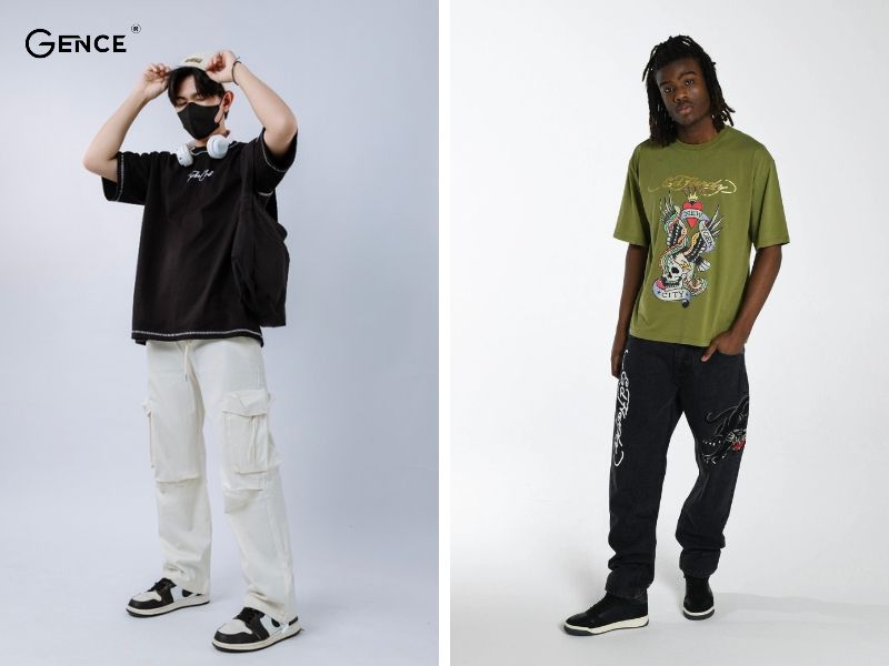 Đơn giản với set đồ áo phông basic và quần ống rộng