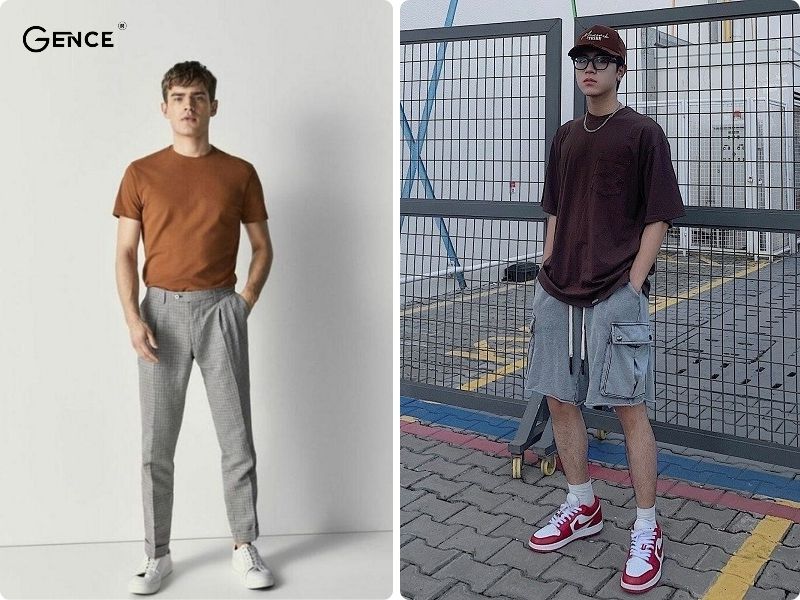 Phối áo nâu cùng quần xám cho nhiều phong cách khác nhau