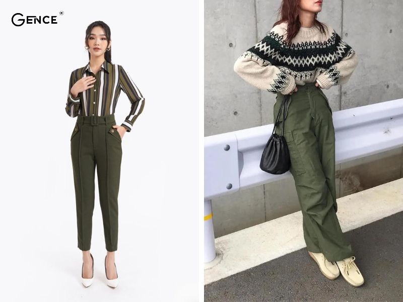 Phối màu xanh rêu theo bánh xe màu sắc