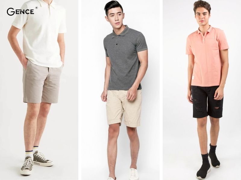 Set đồ đi du lịch cho nam cùng áo polo và quần short thoải mái