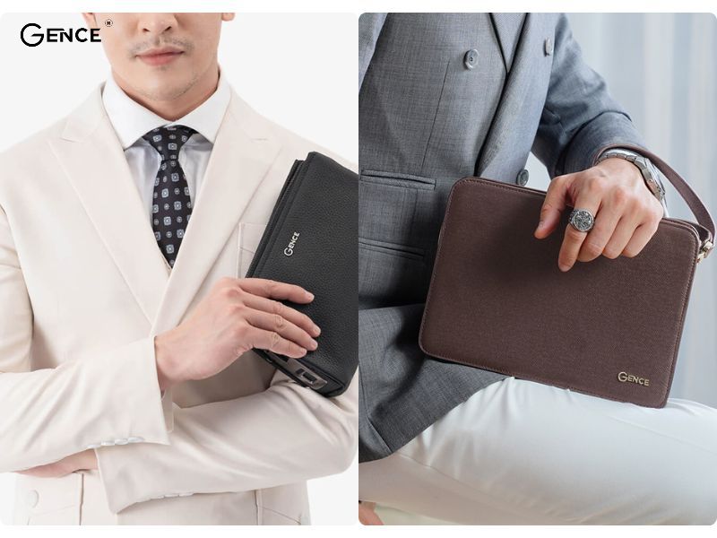 Style đi đám cưới cho nam thêm thời thượng nhờ ví cầm tay da