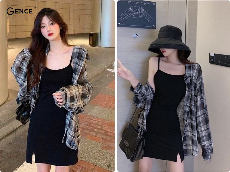 Style quyến rũ: áo sơ mi kẻ sọc và váy body