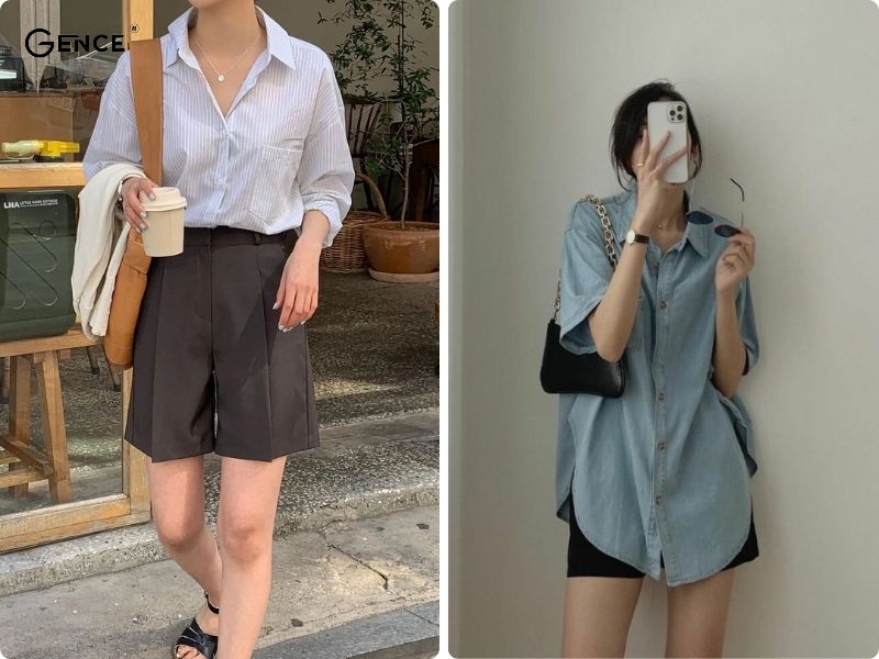 Sự kết hợp ấn tượng giữa quần short và áo sơ mi