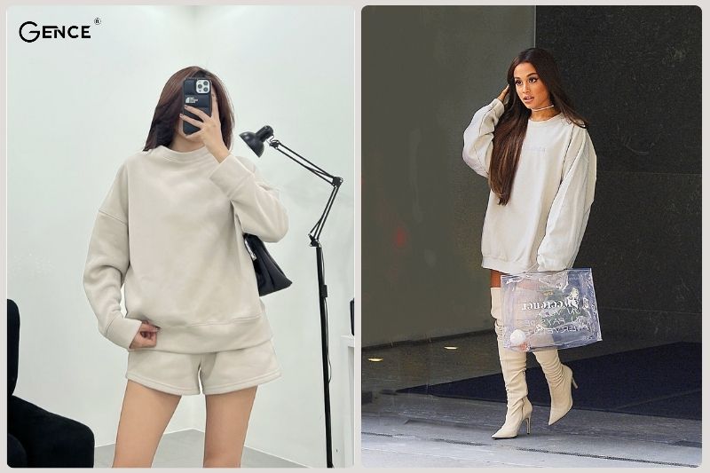 Sweater phối quần short nữ tạo sự thu hút cho chị em