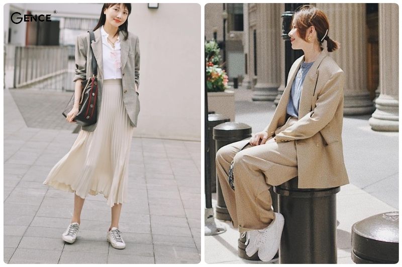 Trang phục công sở chỉn chu mà vẫn năng động cùng giày sneaker