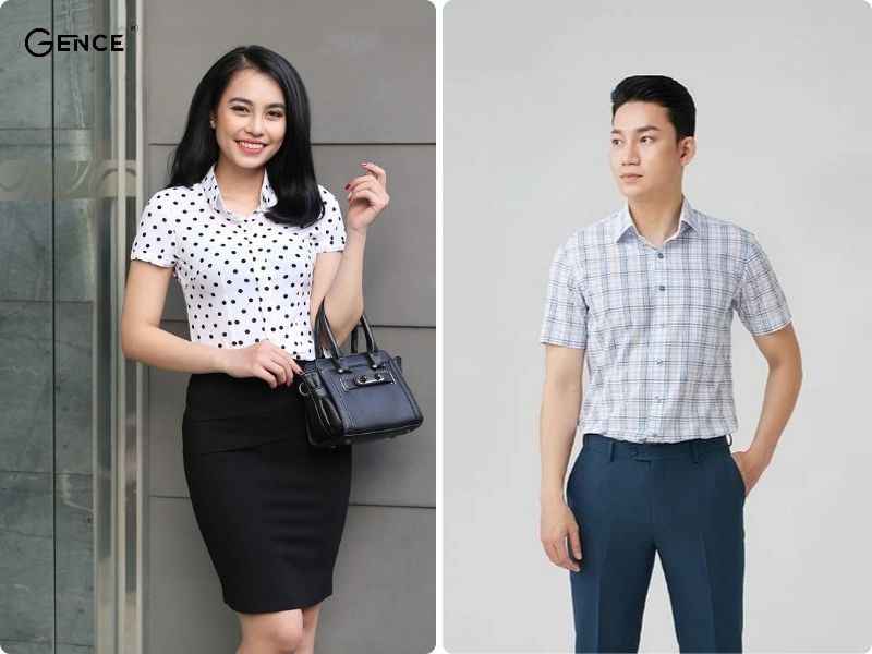 Áo sơ mi họa tiết nhẹ nhàng có thể sử dụng đi phỏng vấn