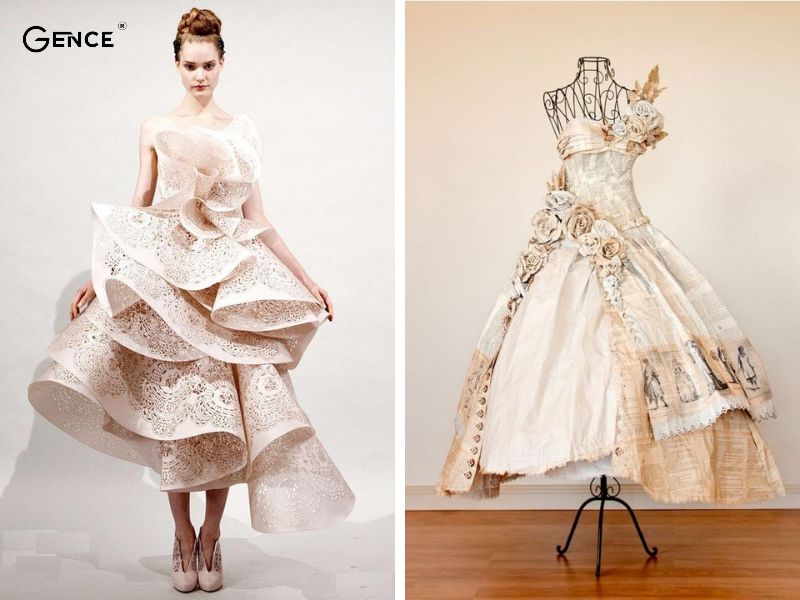 Trang phục giấy nhún tạo nên trang phục tái chế độc đáo