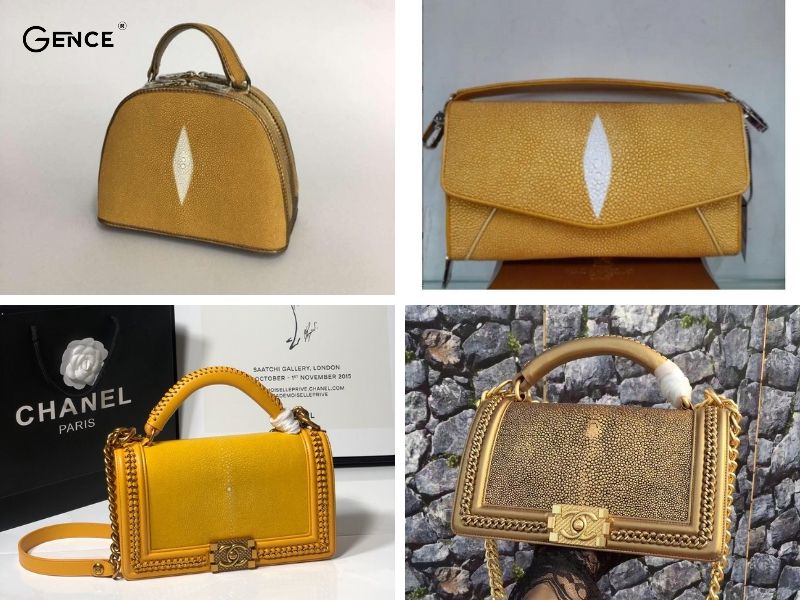 Túi Chanel Boy da cá đuối màu vàng sang chảnh