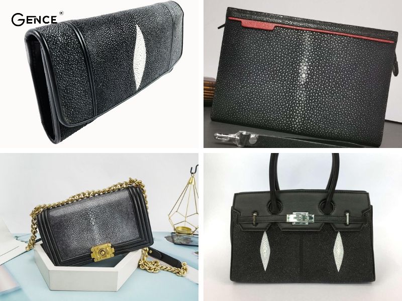 Túi xách da cá đuối in hình cá đuối thật độc lạ