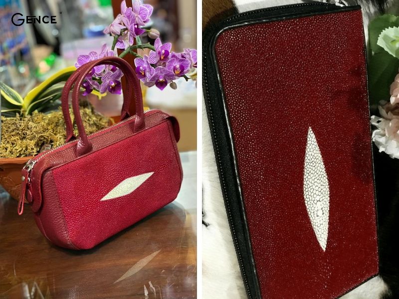 Túi xách da cá đuối màu đỏ nữ tính và sang chảnh