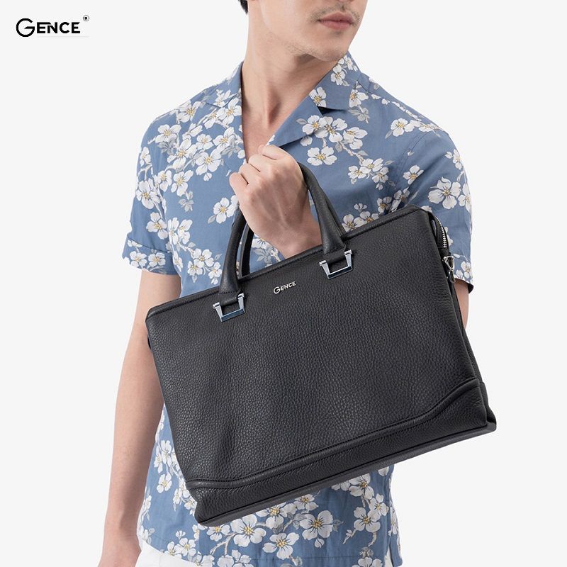 Túi xách da nam cao cấp Gence làm từ da bò Mill