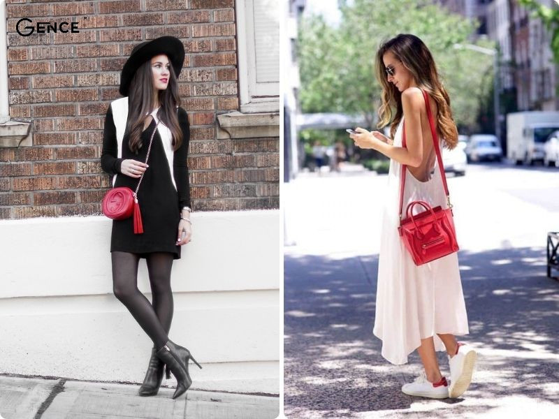 Thể hiện cá tính mạnh mẽ khi phối đồ cùng túi xách màu đỏ