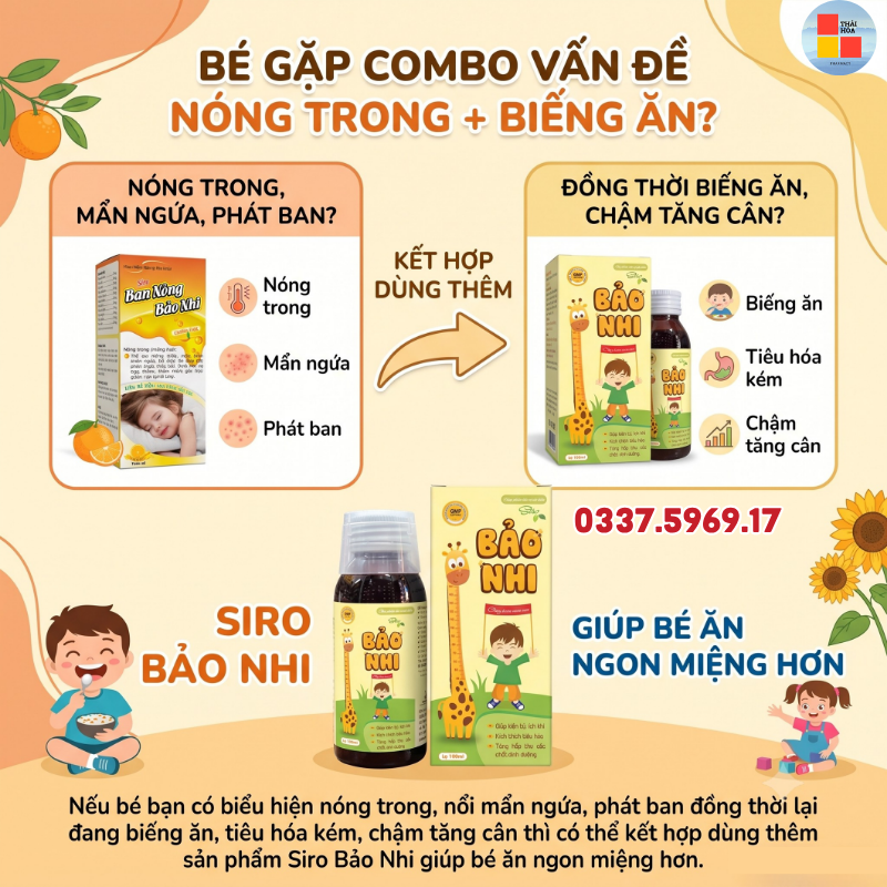 Bé bị phát ban gây mẫn ngứa lại vừa biếng ăn có thể kết hợp thêm siro ăn ngon được không ?