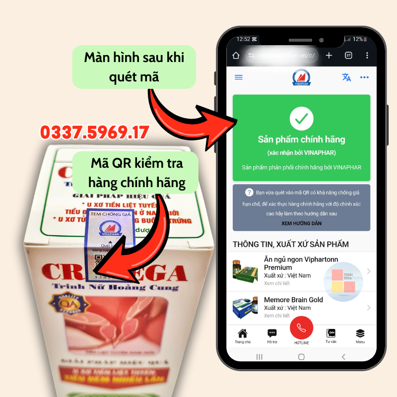 Viên uống Tiền Liệt Tuyến Crimega có tem kiểm tra hàng chính hãng