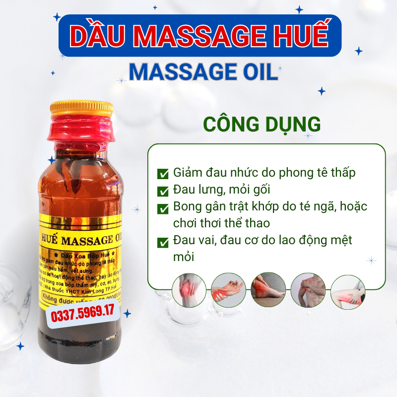 Dầu Massage Huế Kim Long hổ trợ bong gân trật khớp