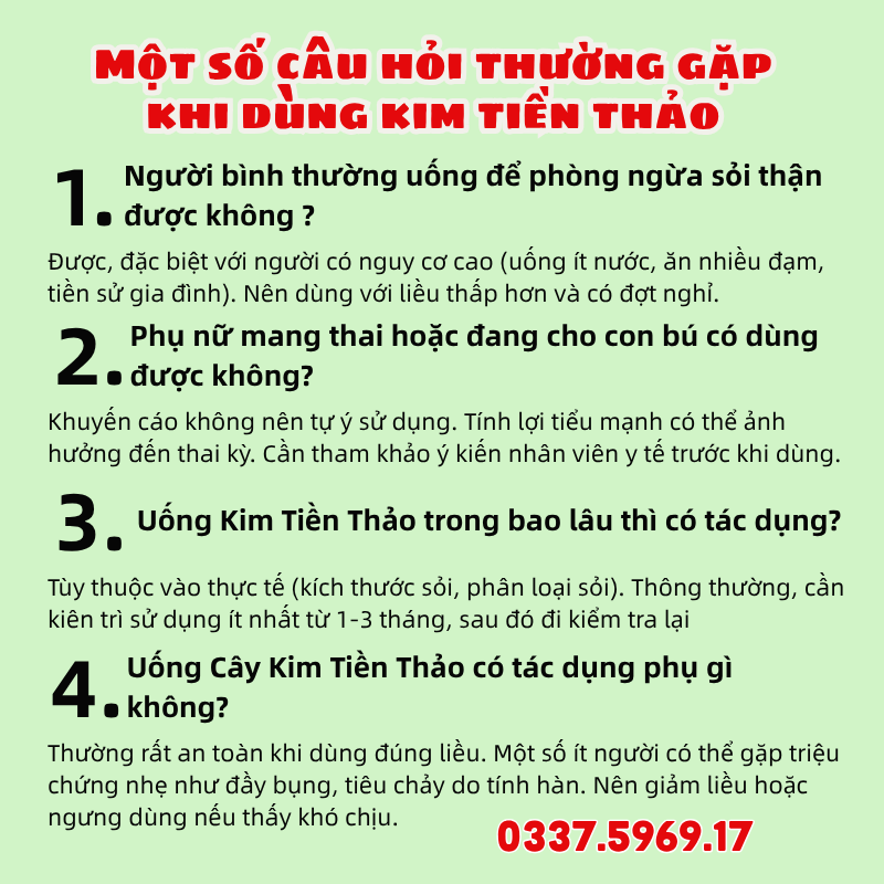 Những điều cần lưu ý khi uống  Kim Tiền Thảo