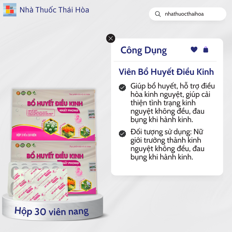 Bổ huyết điều kinh Nhất Phong hổ trợ bế kinh tắc kinh