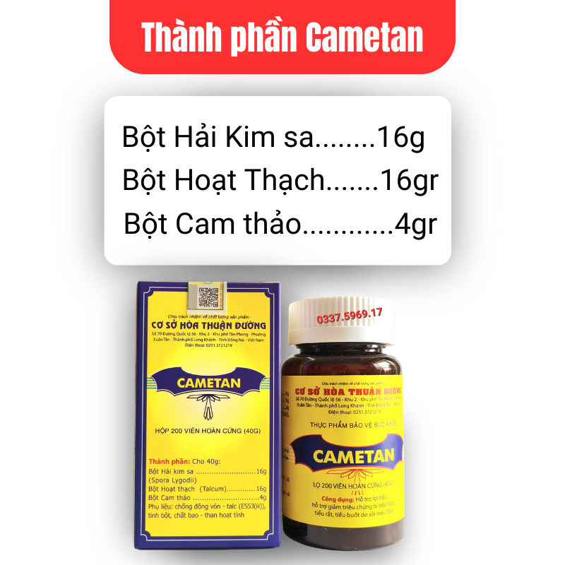 Thành phần Cametan - Hổ trợ tan sỏi thận