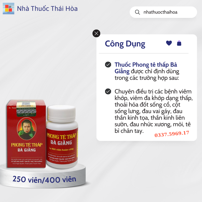 Phong Tê Thấp Bà Giằng hổ trợ đau vai gáy thoái hóa đốt sống cổ