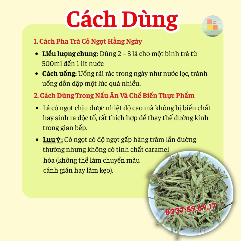Lá Cỏ Ngọt có thể dùng pha tà hoặc nấu ăn cho người đang kiêng đường