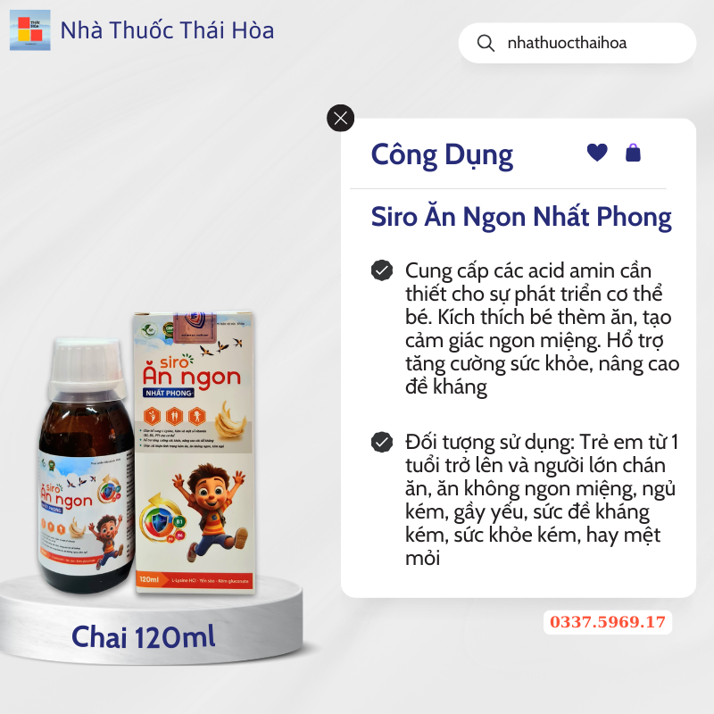 Siro Ăn Ngon Nhất Phong hổ trợ bé biếng ăn