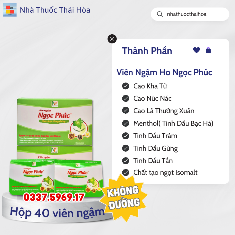 Thành Phần Viên Ngậm Thảo Dược Giảm Ho Ngọc Phúc