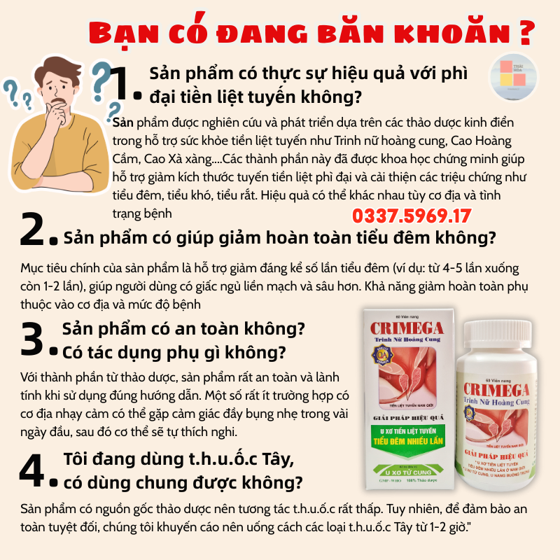 Bạn có đang băn khoăn Viên uống Tiền Liệt Tuyến Crimega