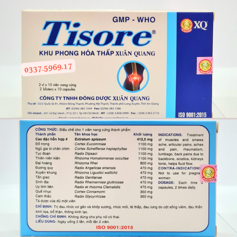 Viên uống Tisore giảm đau nhức xương khớp do thần kinh tọa