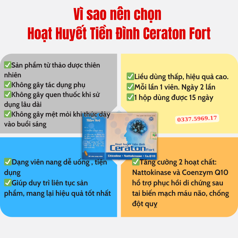 Hoạt huyết tiền đình Ceraton Fort hổ trợ tê tay chân