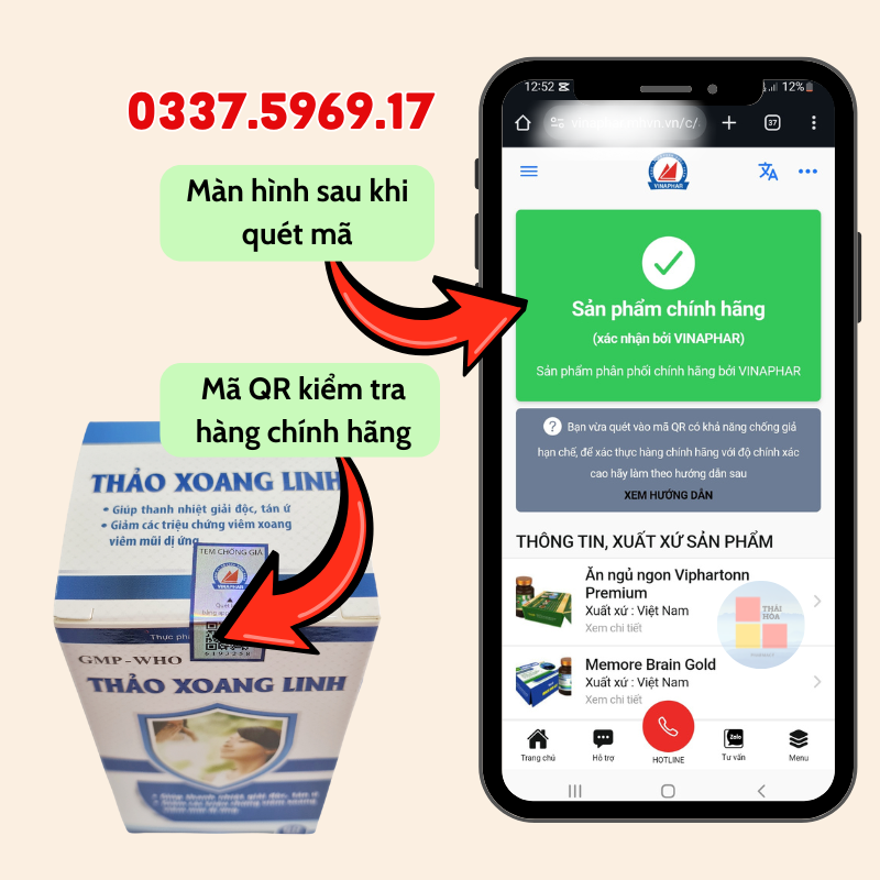 Thảo Xoang Linh giúp có tem kiểm tra hàng chính hãng