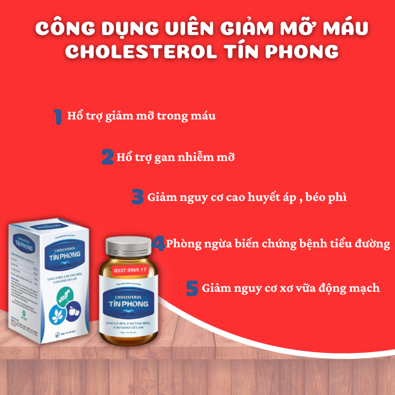 VIÊN UỐNG GIẢM MỠ MÁU CHOLESTERON TÍN PHONG 