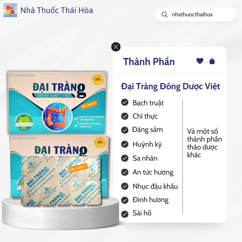 Thành phần Đại Tràng Đông Dược Việt giảm đau bụng