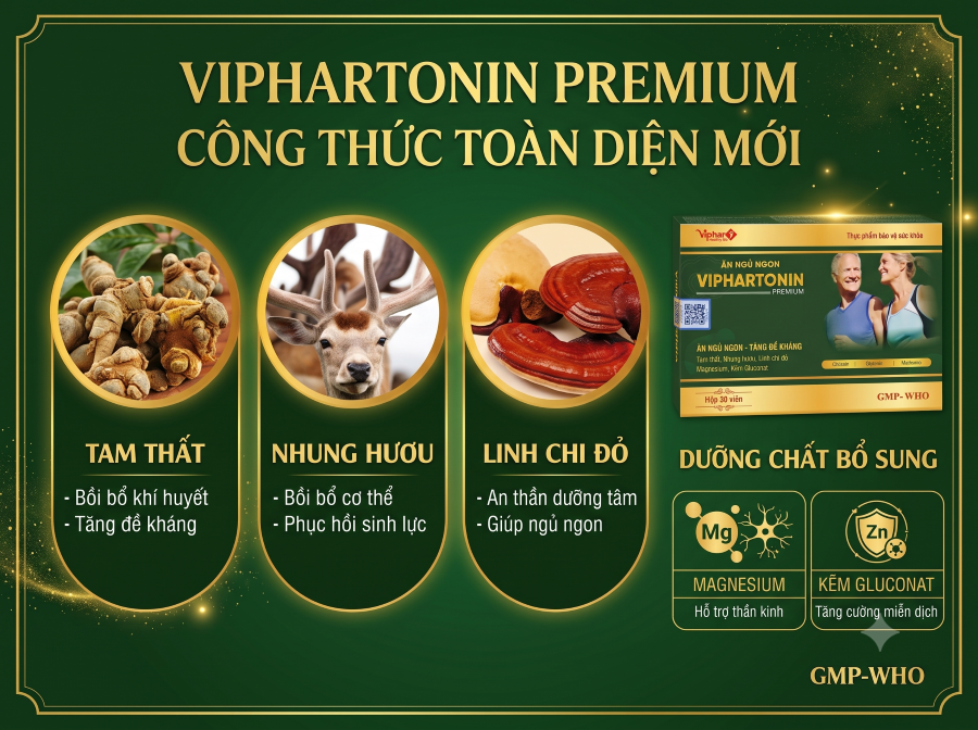 Viên ăn ngủ ngon Viphartonin với công thức toàn diện