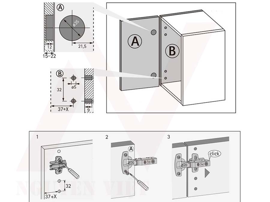 Hướng dẫn lắp đặt bản lề Hettich