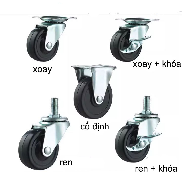 BÁNH XE CAO SU ĐẶC 40, 50, 65, 75mm