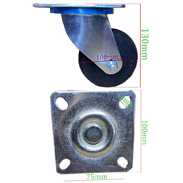 BÁNH XE CHỊU LỰC BẰNG CAO SU ĐẶC D=100mm