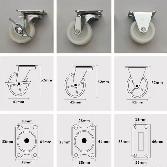 BÁNH XE ĐẨY ĐA HƯỚNG MÀU TRẮNG 25 ĐẾN 75mm