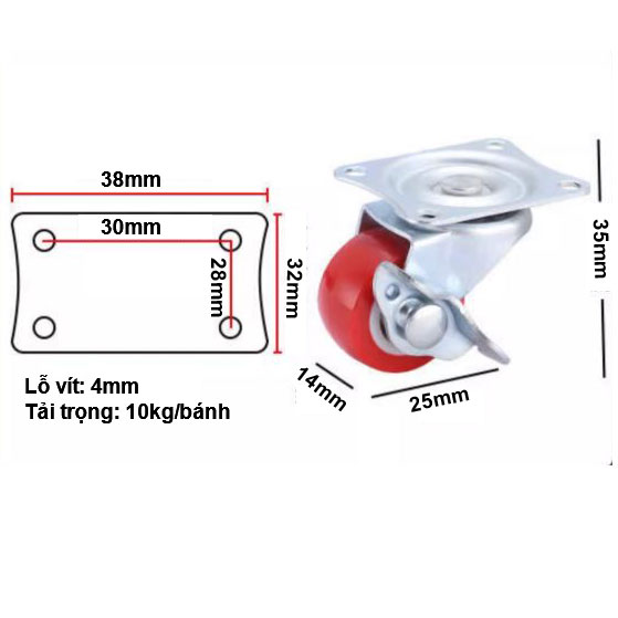 BÁNH XE NHỎ 25-75mm