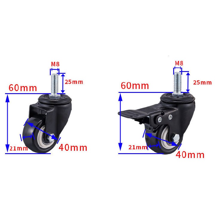 BÁNH XE ĐẨY BẰNG NHỰA PVC 40, 50, 65, 75mm