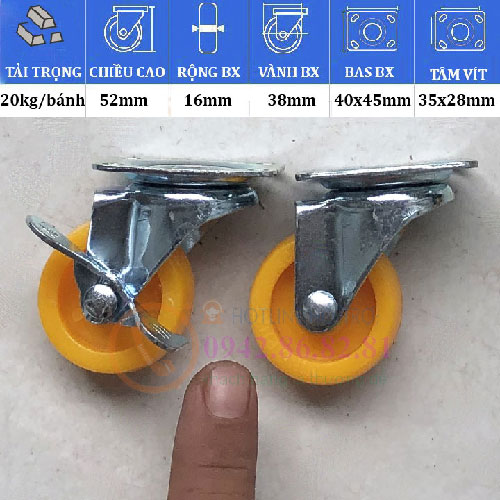 BÁNH XE NHỰA VÀNG 30 ĐẾN 120mm