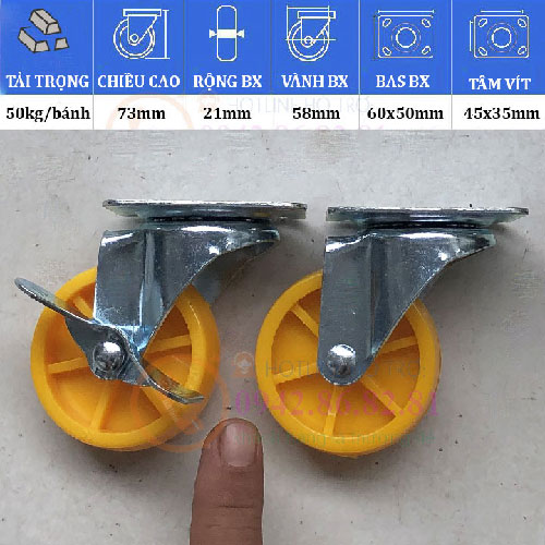 BÁNH XE NHỰA VÀNG 30 ĐẾN 120mm