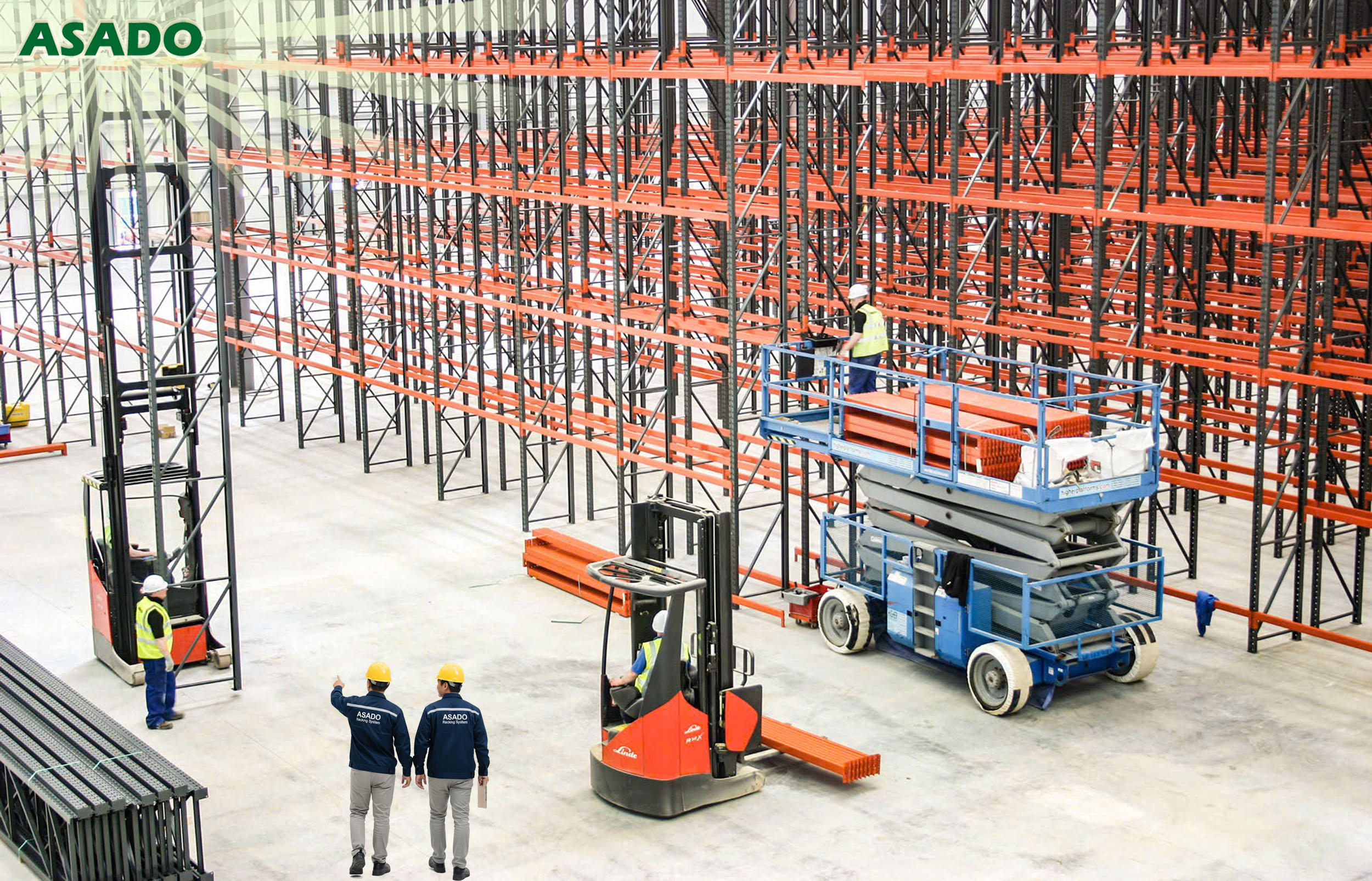 Kệ Selective Pallet chứa hàng 3 tầng, tải trọng 2 tấn/tầng – Giải pháp tối ưu cho kho công nghiệp