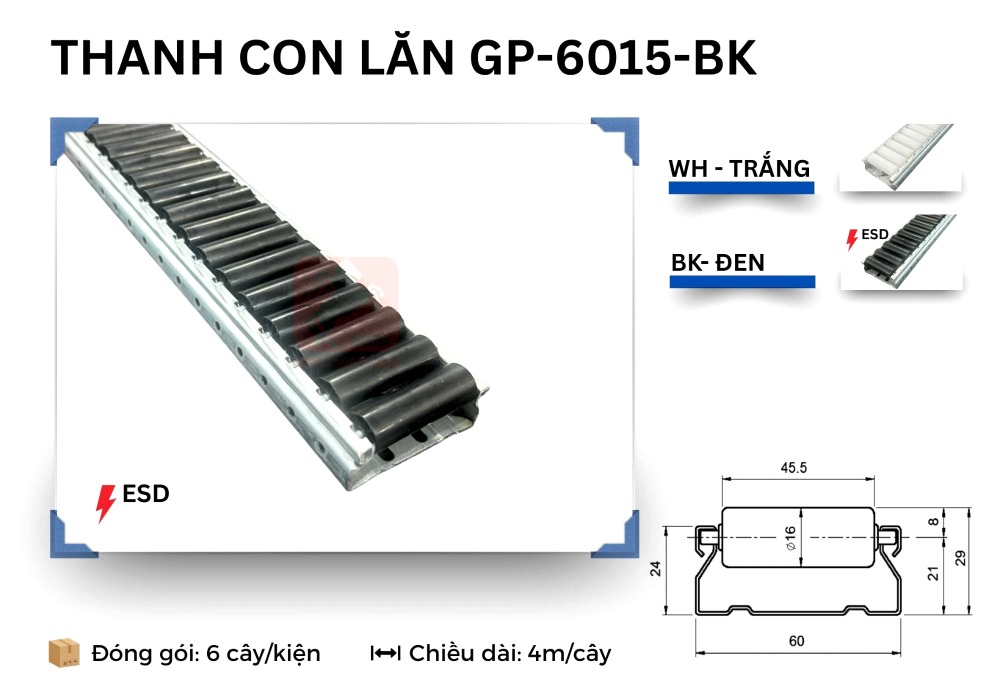 Thanh truyền con lăn ASADO GP-6015-BK