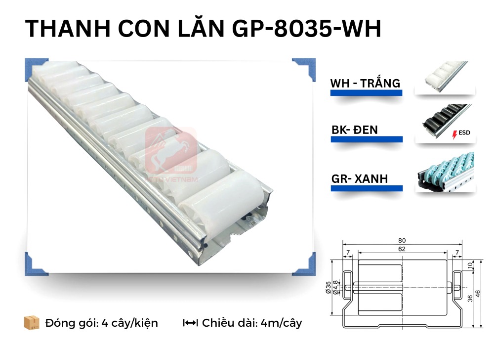Thanh truyền con lăn ASADO GP-8035-WH