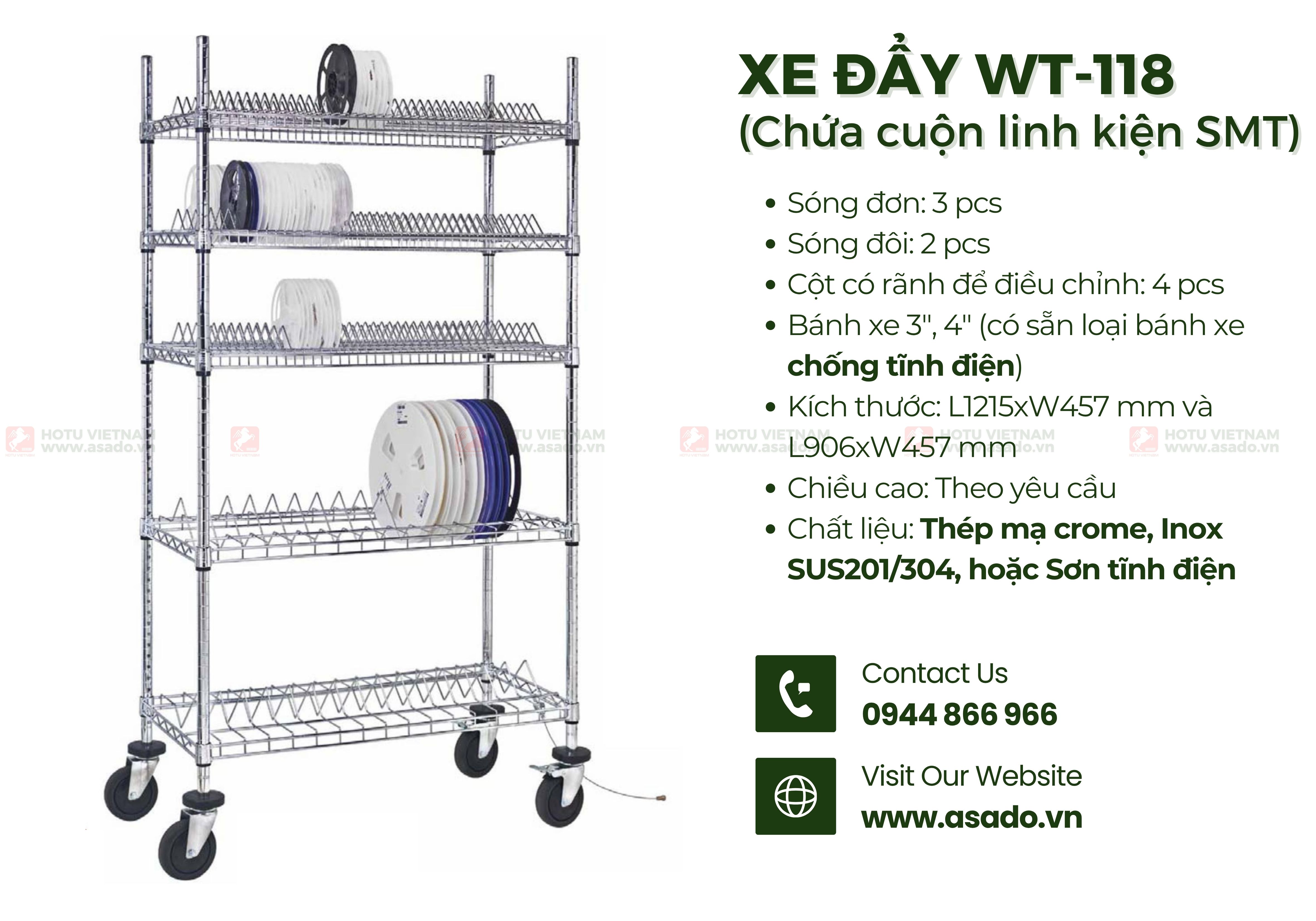 Xe đẩy lưới chứa cuộn linh kiện SMT (WT-119)