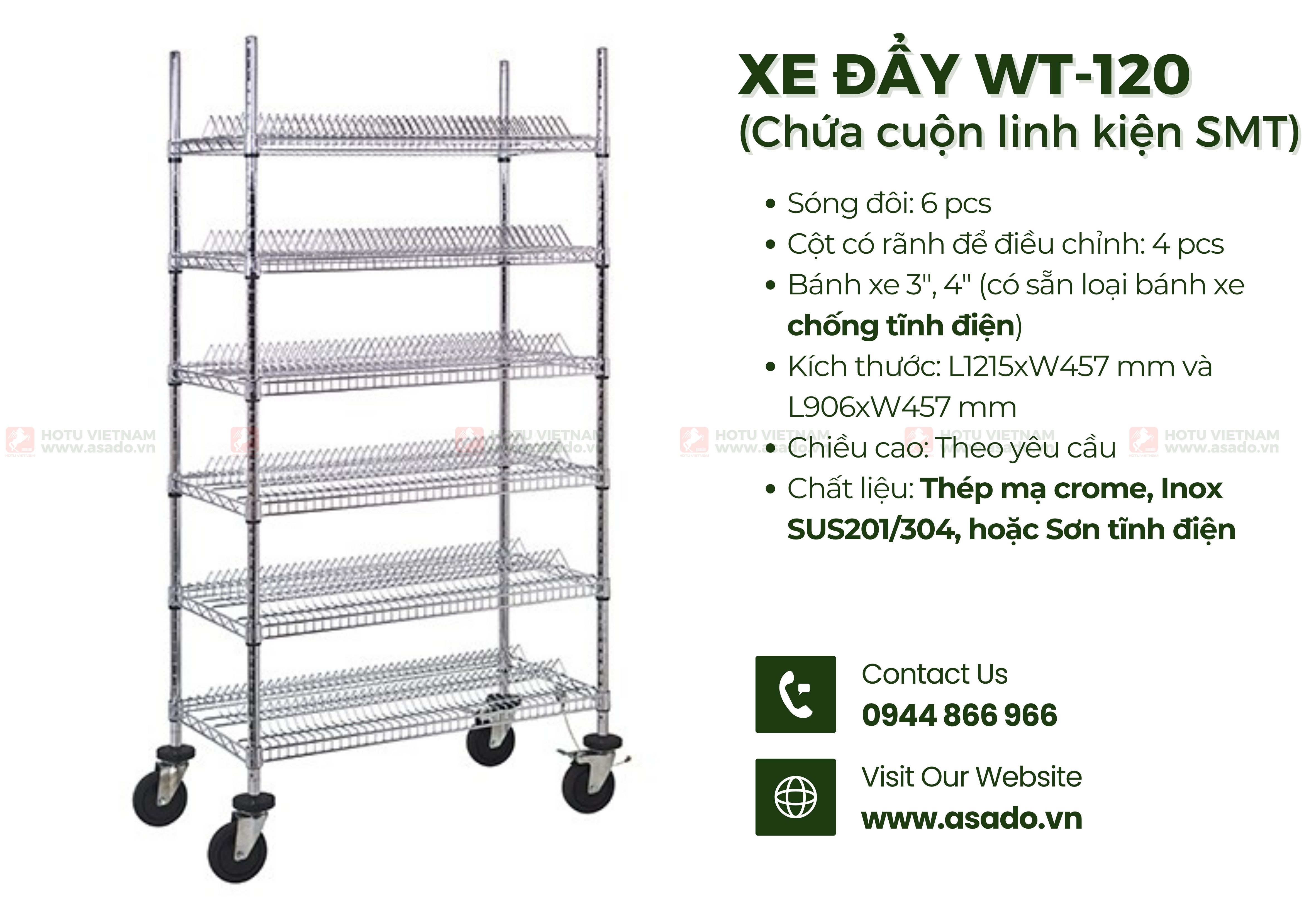 Xe đẩy lưới chứa cuộn linh kiện SMT (WT-120)