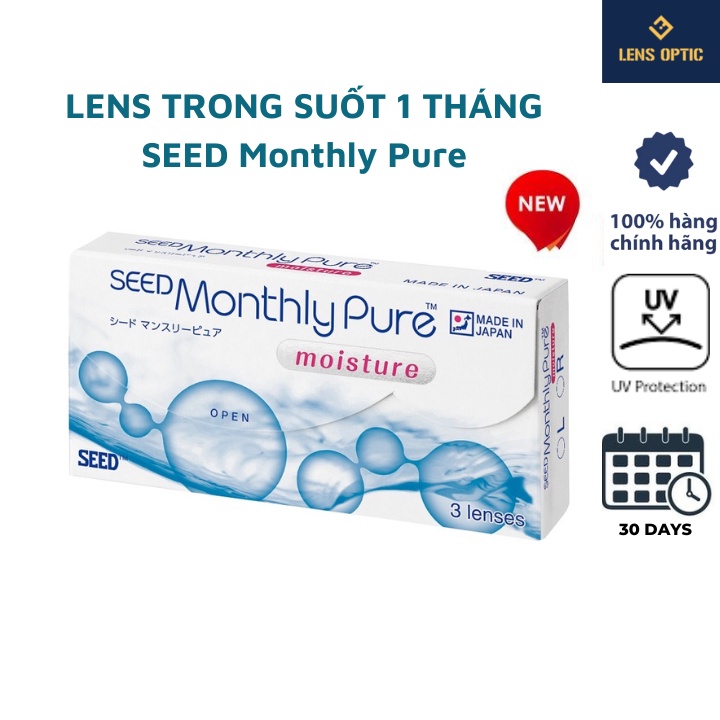 Kính áp tròng 1 tháng không màu - SEED MonthlyPure moisture ( độ -0.50 đến -12.00 )