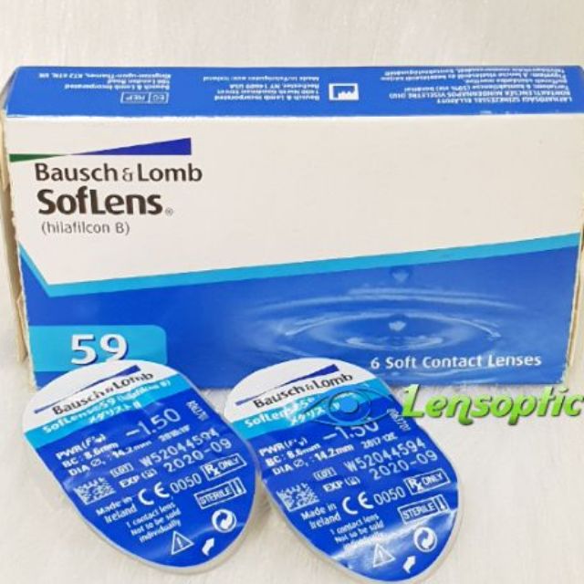 Kính áp tròng Bausch & Lomb 1 tháng không màu, lens trong suốt có độ cận